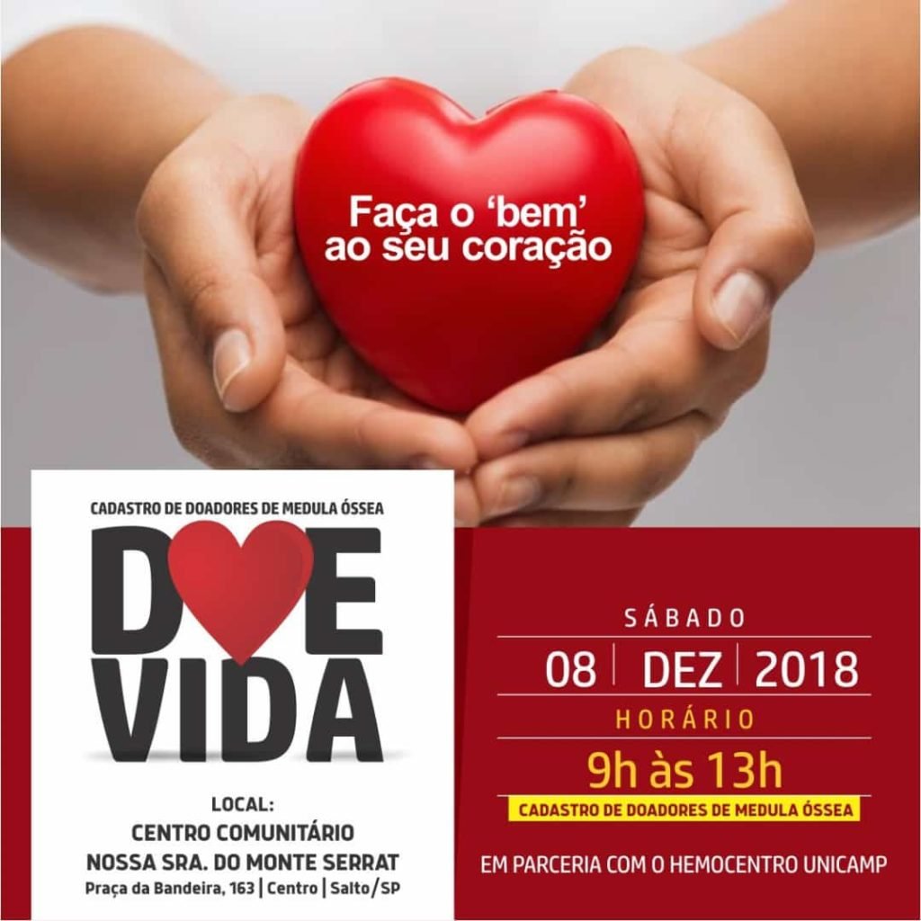 Mutirão de cadastro “Doe Vida, Doe Medula Óssea” será neste sábado