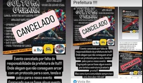 Grupo cancela evento após Prefeitura não ceder tenda