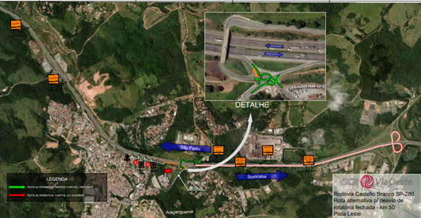Castello Branco terá bloqueio de acesso no trecho de Araçariguama