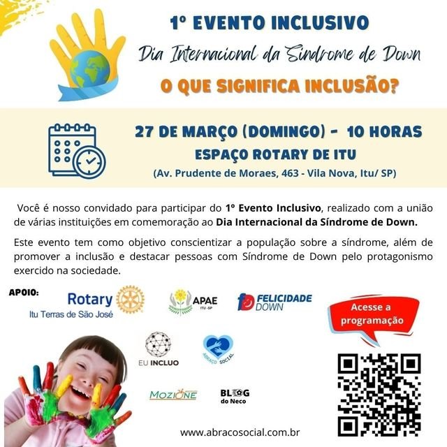 Espaço Rotary sedia evento inclusivo neste domingo
