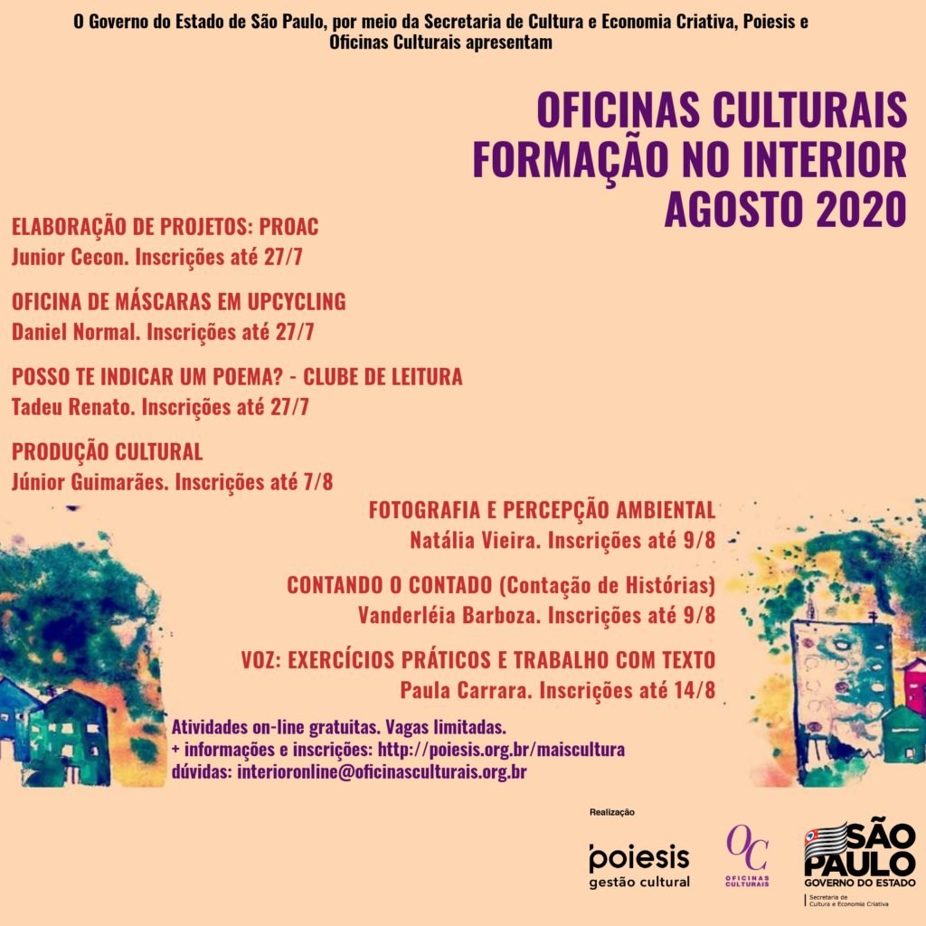 Cultura oferece atividades culturais on-line